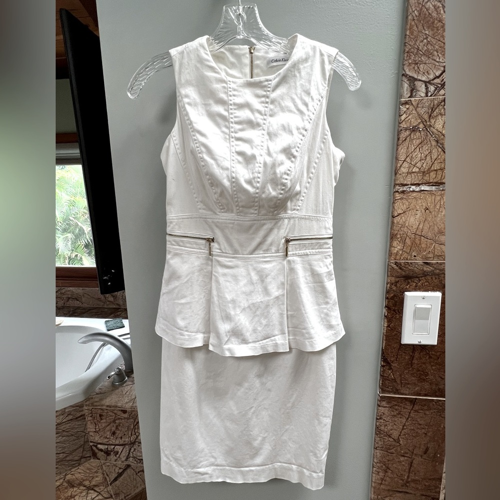 Calvin Klein white peplum dress